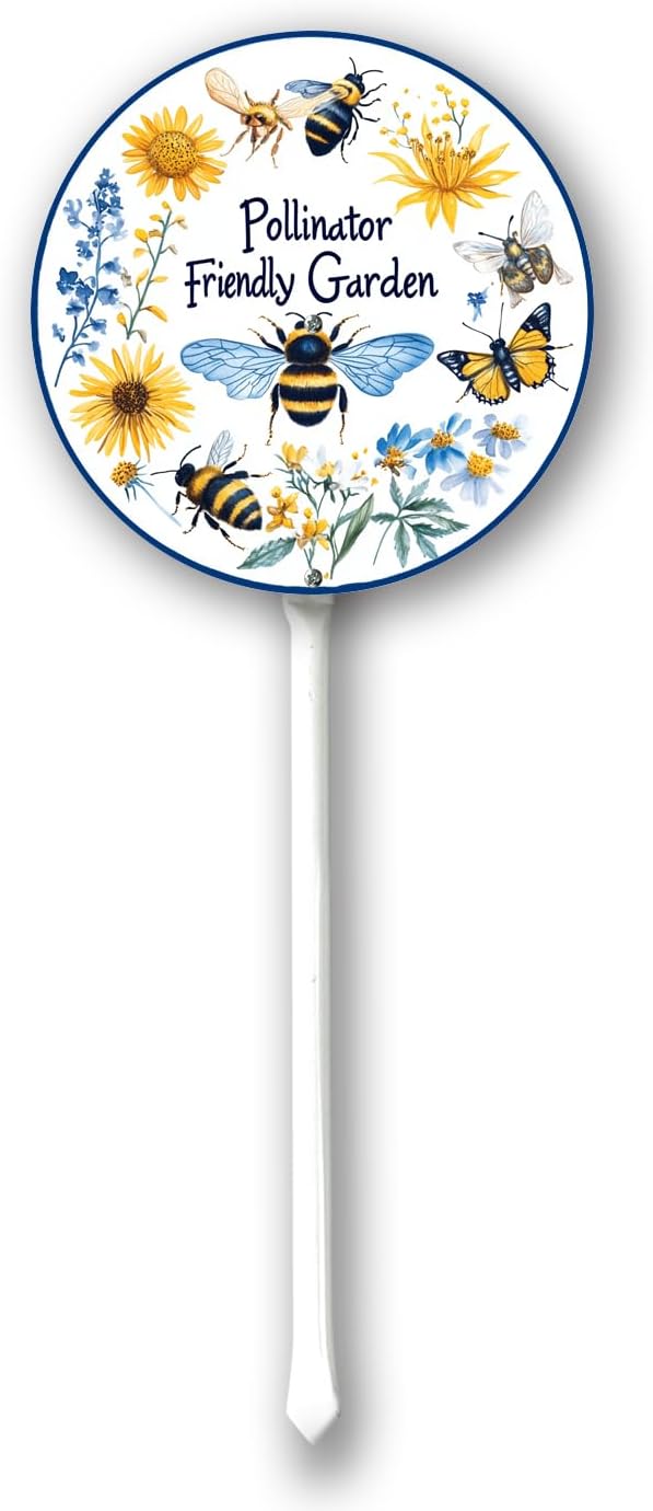 Garden Signs Pollinator Friendly Garden Sign with Stake Outdoor Aluminum Yard Sign Rustproof Aluminum Metal Sign Fade Resistant Lawn Decoration for Outdoor 9.2x9.2inch