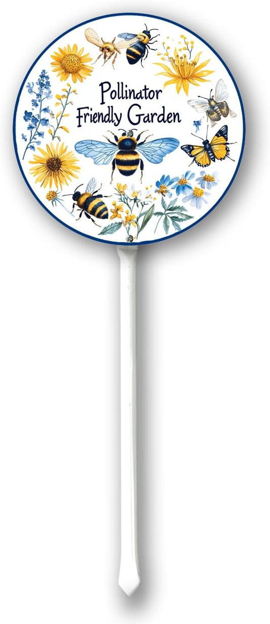 Garden Signs Pollinator Friendly Garden Sign with Stake Outdoor Aluminum Yard Sign Rustproof Aluminum Metal Sign Fade Resistant Lawn Decoration for Outdoor 9.2x9.2inch