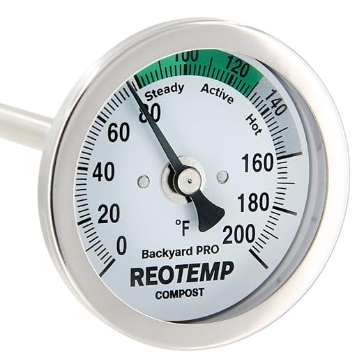 REOTEMP Backyard Pro Compost Thermometer, with PDF Composting Guide (0-200 Fahrenheit) (24 Inch Stem)