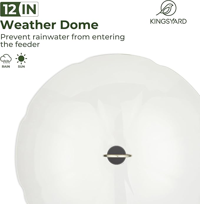 Kingsyard 12 oz Hummingbird Feeder with Rain Guard Dome, Leak-Proof Saucer Nectar Feeder for Outdoors Hanging, Built-in Ant Moat & 6 Bee-Proof Ports, Easy to Refill & Clean, Red