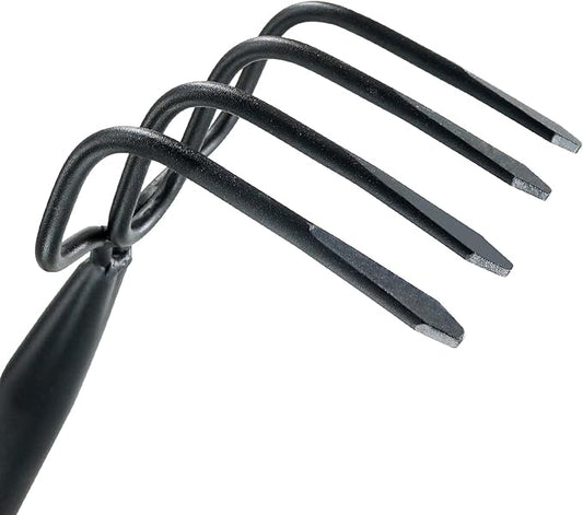Colwelt 4 Tines Garden Cultivator Rake 59'', Hand Tiller Garden Tool with Sharp Forged Steel Head, Cultivators for Gardening with Long Handle, Garden Tiller for Digging Loosening Weeding