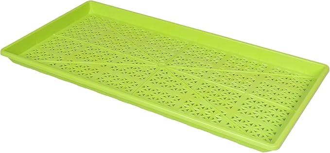 SUNPACK 10" x 20" Heavy Duty Mesh Plastic Seed Starting Tray, Lime Green, 1" (Pack of 30) - Ensures Water Drainage and Aeration, Perfect for Greenhouses or Indoor Gardening