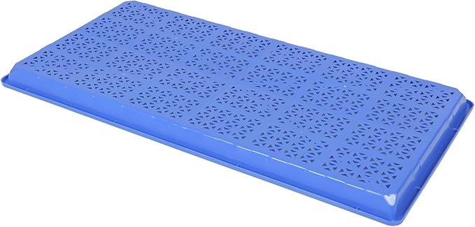 SUNPACK 10" x 20" Heavy Duty Mesh Plastic Seed Starting Tray, Blue, 1" - Ensures Water Drainage and Aeration, Perfect for Greenhouses or Indoor Gardening