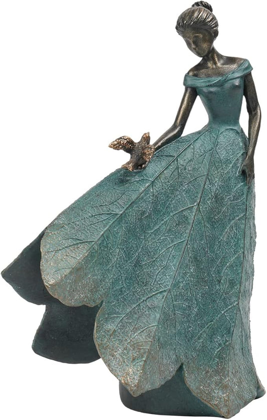 Guichifun Fairy Statue Collection Home Decoration - Leaf Angel Girls Resin Gardening Gifts for Women Statues for Garden Fairy Indoor or Outdoor Yard Figurines 5.5 x 3.25 x 8 Inch