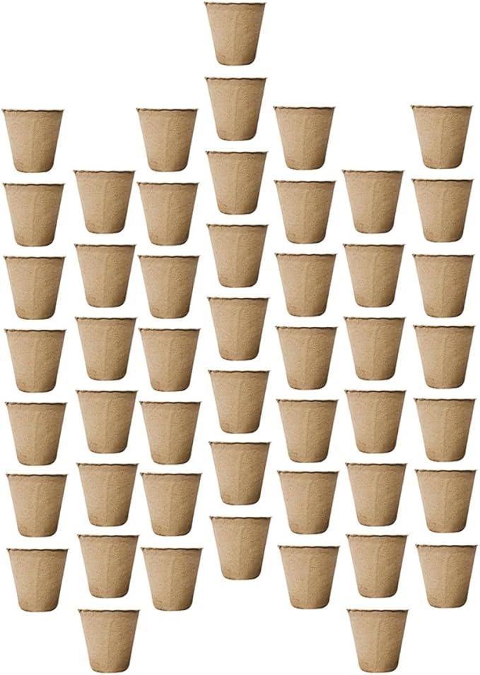 Veemoon Biodegradable Paper Flower Pots Nursery Seed Starter Cups 6cm Height 50pcs for Indoor Outdoor Garden Planting and Seedling Propagation