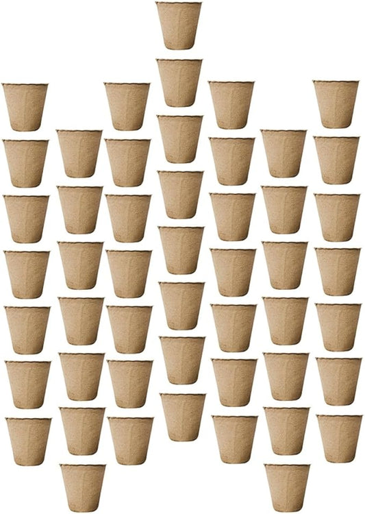 Veemoon Biodegradable Paper Flower Pots Nursery Seed Starter Cups 6cm Height 50pcs for Indoor Outdoor Garden Planting and Seedling Propagation