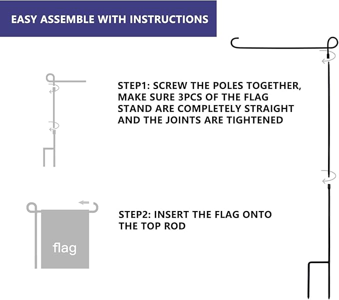 Garden Flag Stand, Thickened Pole Sturdy Straight Premium Metal Yard Flag Holder Weather-Proof Flagpole Seasonal Garden Flag, Christmas Garden Flag, Outdoor Decor Decoration