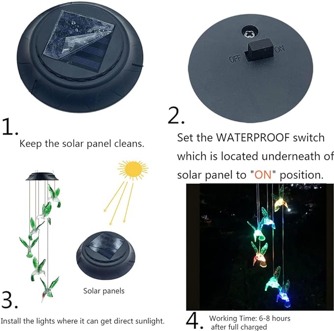 Hummingbird Solar Chimes,Unique Birthday Gifts for Women/Mom/Grandma,Best Idears Grardening