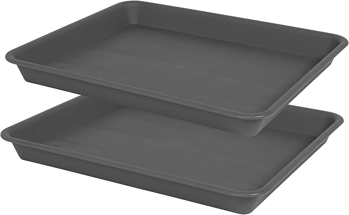 Rectangle Plant Tray, Plant Drip Tray, Plant Pot Saucers, Plant Germination Trays, Plant Saucers, 14.5'' x 11'' x 1.5'' (2 pack), Gray