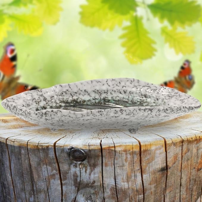 Ceramic Butterfly Puddler Water Feeder Tray 8.27 Inch Outdoor Bee and Wildlife Water Dish for Garden Lawn Yard