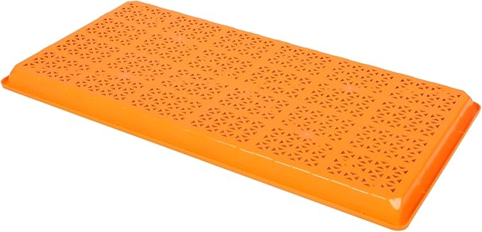 SUNPACK 10" x 20" Heavy Duty Mesh Plastic Seed Starting Tray, Orange, 1" - Ensures Water Drainage and Aeration, Perfect for Greenhouses or Indoor Gardening
