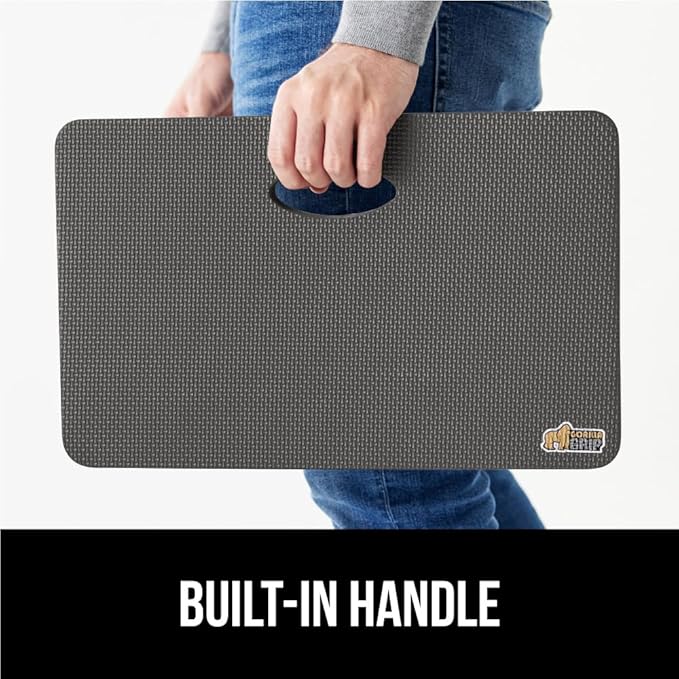 GORILLA GRIP Extra Thick Patent Pending Supportive Foam Kneeling Pad, 2 PK, Large Cushion Knee Pads for Gardening, Baby Bath, Dirt and Water Resistant, Workout, Garden Supplies, 17.5x11, Charcoal