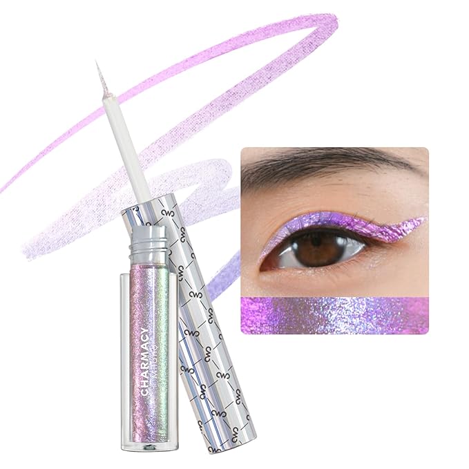 CHARMACY Chameleon Liquid Eyeliner, Liquid Glitter Eyeliner, Highly Pigmented, Metallic MultiColor Shifting waterproof Eyeliner, Ultra-Fine Tip, Longwearing, Smudge-proof (#308)