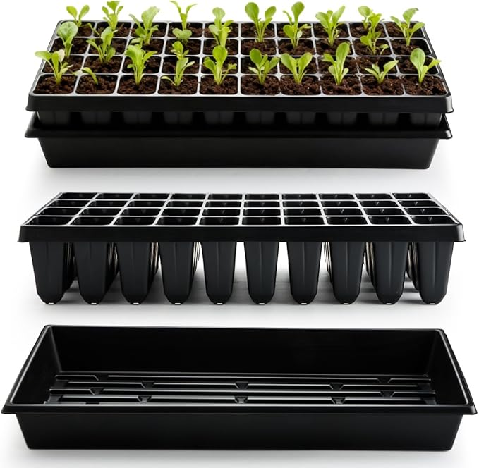 10 Pack 1020 Seed Starter Trays and 10 Pcs 40 Cell Plug Trays, Thick Durable Seedling Plastic Nursery Tray for TD542 1020 Tray Germination (10 Sets)