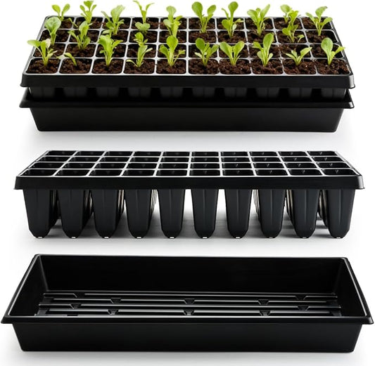 10 Pack 1020 Seed Starter Trays and 10 Pcs 40 Cell Plug Trays, Thick Durable Seedling Plastic Nursery Tray for TD542 1020 Tray Germination (10 Sets)