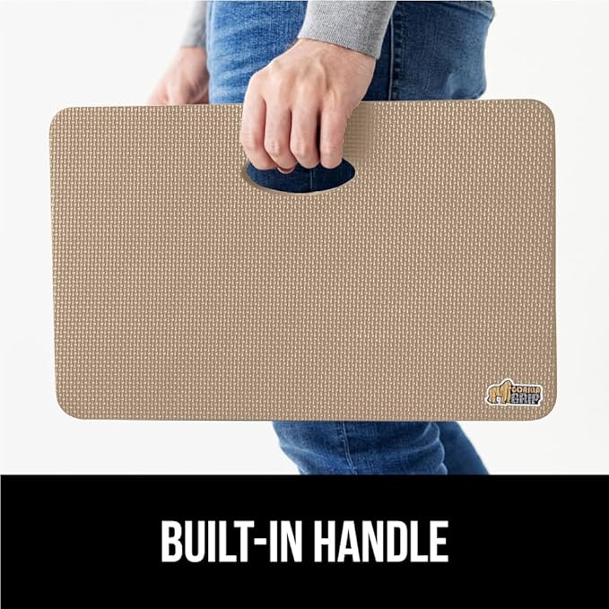 GORILLA GRIP Extra Thick Patent Pending Supportive Foam Kneeling Pad, 2 PK, Large Cushion Knee Pads for Gardening, Baby Bath, Dirt and Water Resistant, Workout and Garden Supplies, 17.5x11, Beige