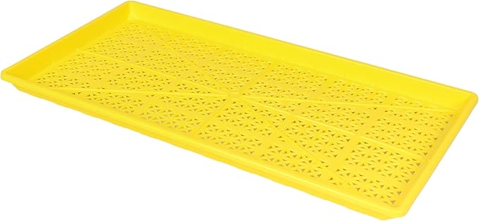 SUNPACK 10" x 20" Heavy Duty Mesh Plastic Seed Starting Tray, Yellow, 1" (Pack of 10) - Ensures Water Drainage and Aeration, Perfect for Greenhouses or Indoor Gardening