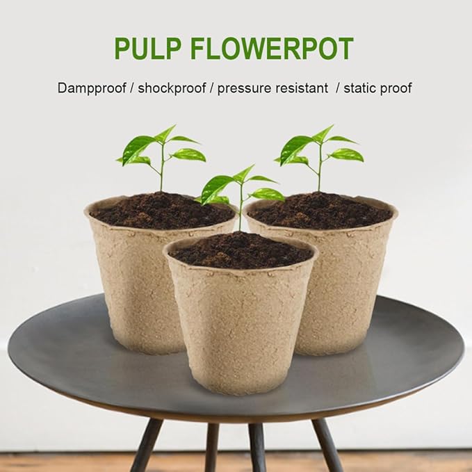Veemoon Biodegradable Paper Flower Pots Nursery Seed Starter Cups 6cm Height 50pcs for Indoor Outdoor Garden Planting and Seedling Propagation