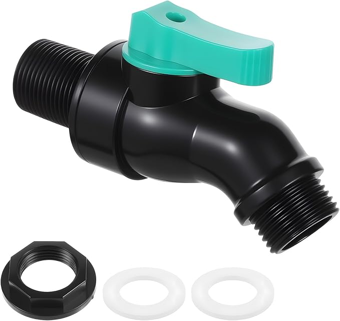Rain Barrel Spigot Kit Plastic High Flow Rain Barrel Faucet 3/4" NPT to 3/4" GHT Barrel Valve No Inside Access Needed for Outdoor Plastic Bucket Rainwater Drums Garden
