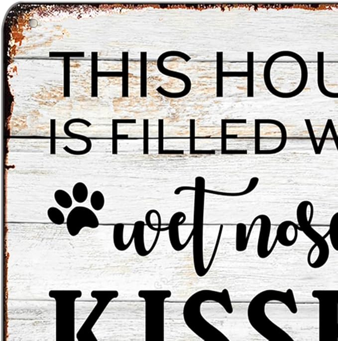Dog Lover Home Sign Metal Wall Decor – Vintage Rustic Pet Quote Plaque for Entryway, Living Room, or Hallway – Heartwarming Gift for Pet Owners, Dog Moms & Animal Lovers (As the picture shows-1)