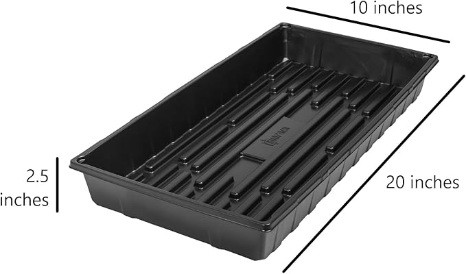 SUNPACK 10" x 20" Extra Strength Plastic Seed Starting Tray, Black, 2.5" - No Drainage Holes, Ideal for Greenhouses or Indoor Gardening - Made of BPA-Free Plastic
