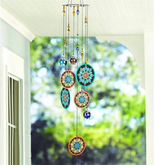 YUFENG Wind Chimes Outdoor Decor, Metal Memorial Windchimes Hanging Decoration for Garden Home Yard and Christmas Tree, 23.5'' Metal Flower Ornament Christmas Decor