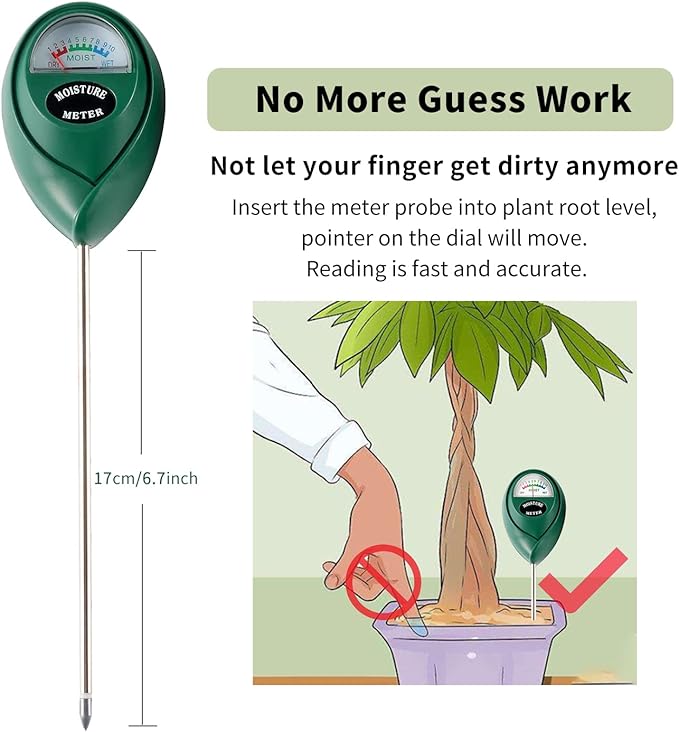 Soil Moisture Meter, 2 Pack Plant Water Meter Soil Meter Moisture Sensor Hygrometer for Indoor Outdoor Plant Care,No Battery Needed(Green + Black)