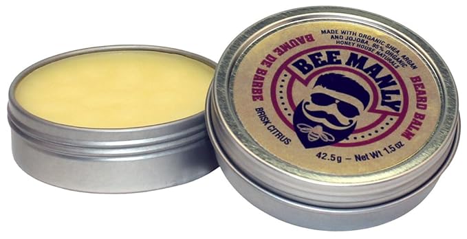 Honey House Naturals Beard Balm – Rugged Mint – 1.5 ounce Round Travel Size Tin – All Natural Ultra Moisturizing Beard Balm Infused with Essential Oils and Butters