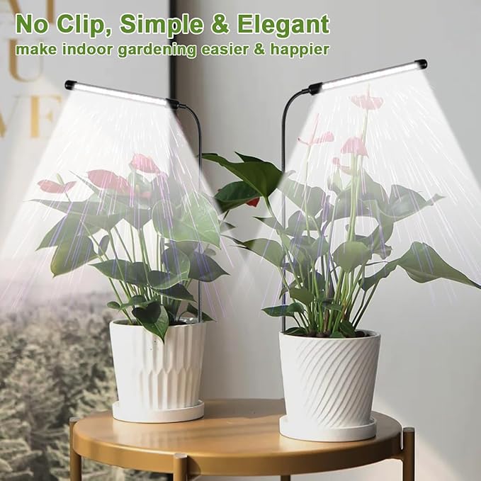 Grow Light 2 Pack, 6000K Full Spectrum Gooseneck Growing Lamp for Indoor Bonsai Pot Mini Micro Greens Mini Plants, Dimmable & Auto Timer 4 8 12H