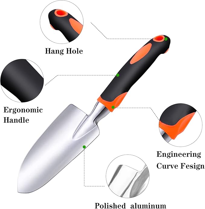 Garden Trowel Small Garden Spade, Aluminum Alloy Hand Shovel for Gardening, Garden Tool Gardening Gifts for Women Men Planting, Transplanting, Weeding, Digging ﻿
