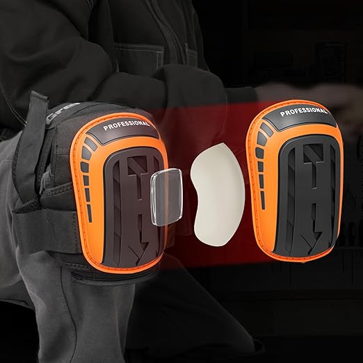 Professional Knee Pads for Work,Heavy Duty Thick Foam Knee Pads Tools,Knee Pad with Soft Gel Cushion for Construction,Work,Flooring,Gardening,Cleaning,Tiling,Orange