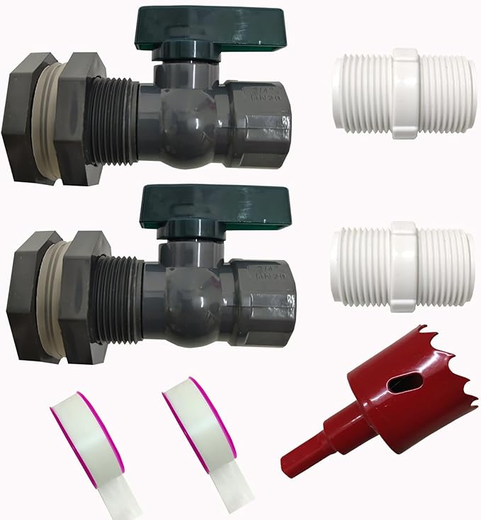 2 Pack rain barrel spigot kit, rainwater barrel diverter connector faucet kit - 3/4 inch water pipe repair kit for garden watering hose stop garden hose shut off valve rain barrel spigot kit diverter