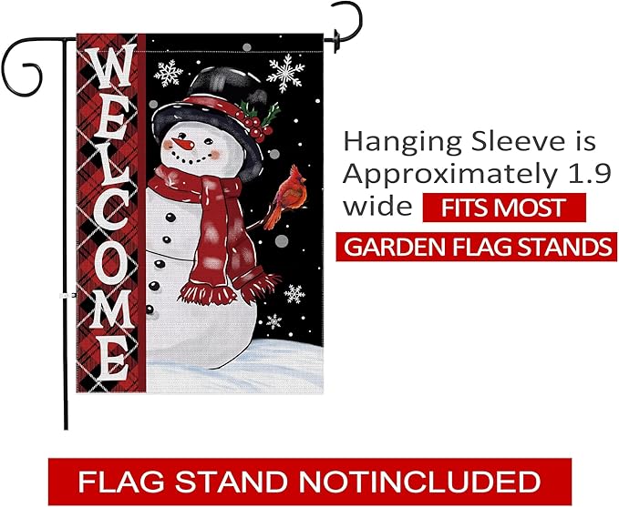 Christmas Snowman Garden Flag, Christmas Decor Yard Flag 12x18 Double Sided Winter, Snowman Garden Flags Signs Home Decorations Rustic Welcome Outdoor Farmhouse Xmas