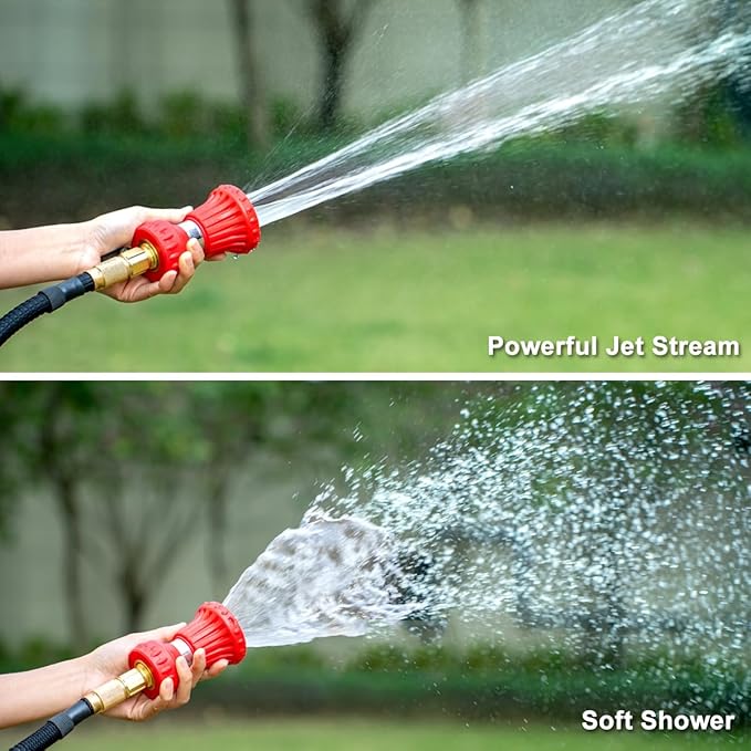FANHAO Fireman Style Garden Hose Nozzle, Heavy Duty High Pressure Adjustable Sprayer, Leak-Proof Metal Fire Hose Sprayer Nozzle for for Car Washing, Patio Cleaning, Lawn & Pet Showering