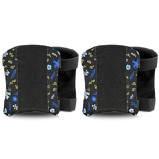2 Pack Garden Knee Pads for Women, Lightweight Waterproof KneePads for Gardening, Anti Slip Leather Foam Padding Kneeling Pads for Flooring and Carpet Cleaning, House work, Gardening Maintain, Knee Protector, Blue Flower