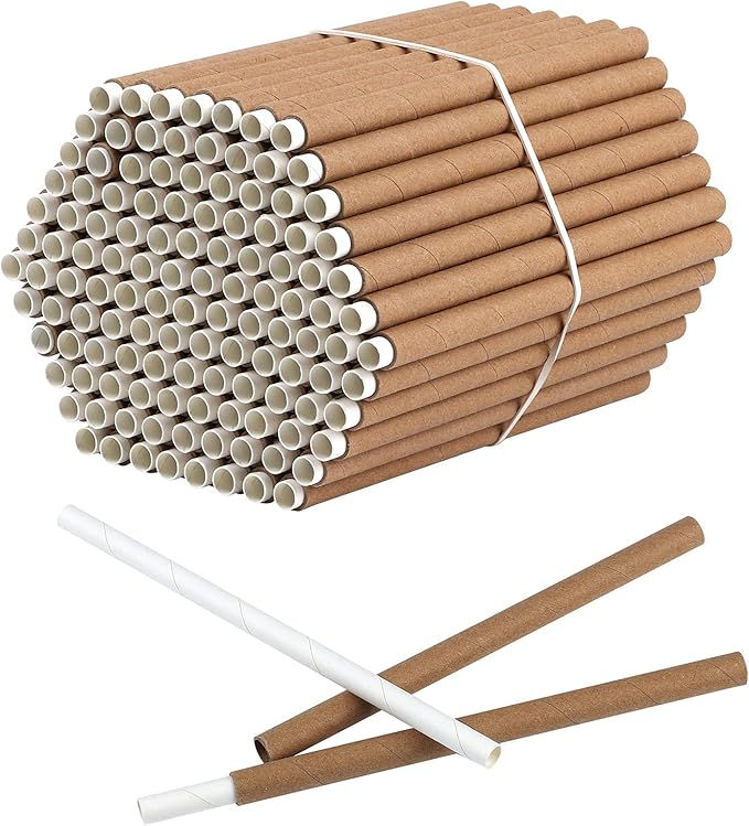 Elcoho 120 Sets of Outdoors Mason Bee Nesting Tube Refill Kit Includes 120 Pieces 6-Inch Replacement Tubes & 120 Pieces Refill Tubes, Bee Nest House Hotels Tubes Bee Paper Inserts Cardboard Nest Tubes