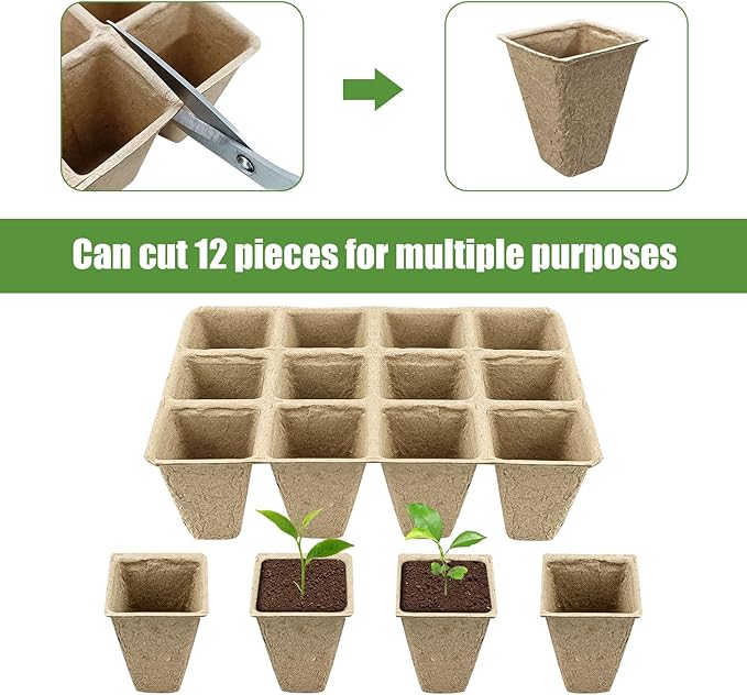20 Pack Peat Pots, 240 Cells Biodegradable Seedling Starter Trays, Peat Pots for seedlings, Seed Starter Kit for Planting Seeds with 20 Plant Labels for Indoor Outdoor Garden