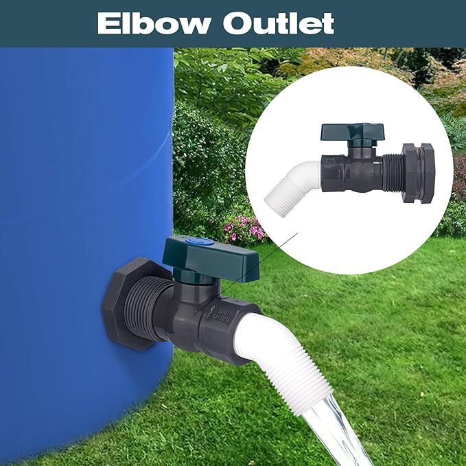 PVC Spigot Rain Barrel Faucet 3/4" PVC Bulkhead Fitting with Rain Barrel Valve＋3/4" Garden Hose Adapter Rain Barrel Spigot Kit with Bulkhead Fitting Adapter for Water Tanks