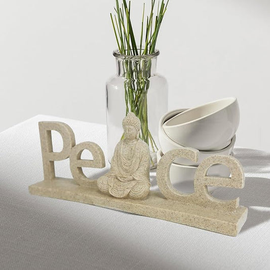 Buddha Statue Outdoor,Zen Garden Decor Buddha Sculpture for Home Meditation Decor Buda Decoration for Patio Desk Porch Yard Art Resin Decoration (Sand)