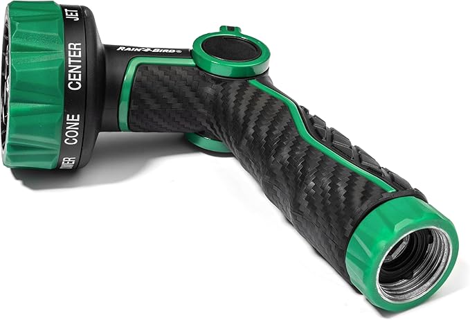 Rain Bird TCNZL8P Garden Hose Nozzle, Thumb Control, Carbon Fiber Texture, 8 Spray Patterns