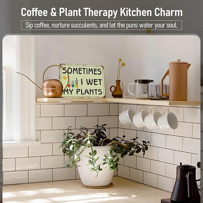 Funny Garden Signs Outside Indoor Gardening Wall Decor Metal Sign Gift for Plant Lovers & Garden Enthusiasts Sometimes I Wet My Plants 12x8 Inches