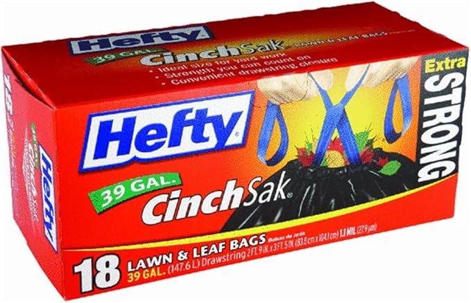 Hefty Strong Lawn and Leaf Large Garbage Bags, 39 Gallon, 18 Count