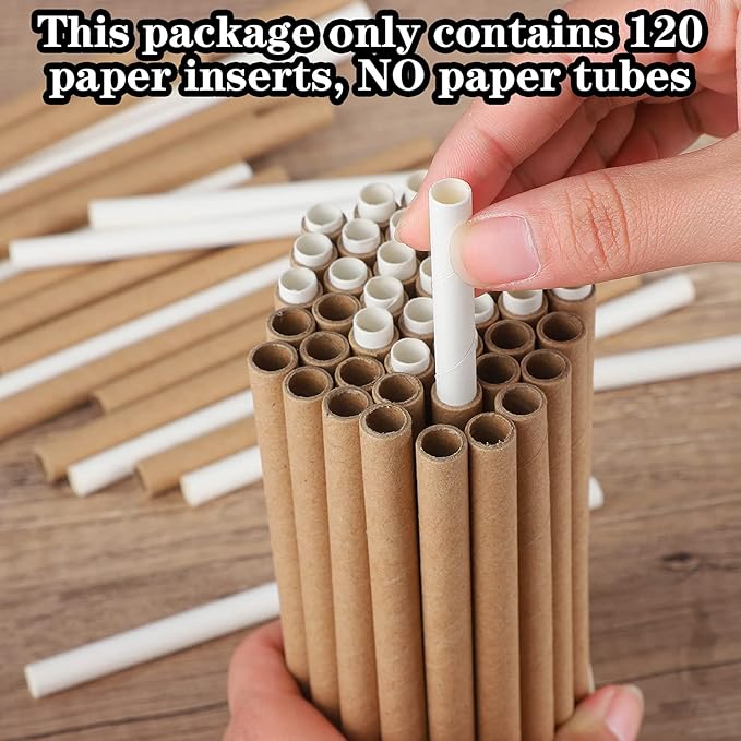 URATOT 120 Pieces Mason Bee Paper Inserts 6 Inches Beekeeper Cardboard Replacement Inserts Mason Bee Nesting Tubes Refills Inserts for Mason Bee Houses and Supplies, Outdoor and Garden