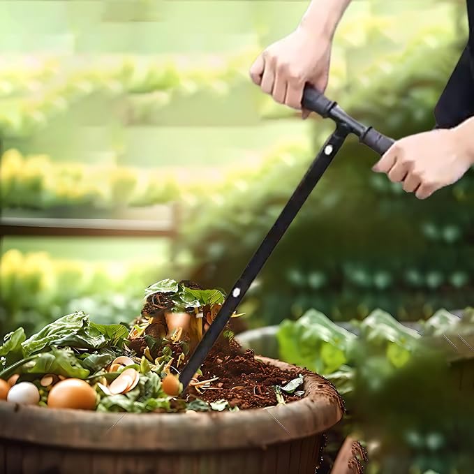 Compost Stirring Tool 45.6 inch Compost Turning Tool Outdoor Manual Composting Bar Compost Turner Aerator Accessories Outdoor Turner and Mixing Tool
