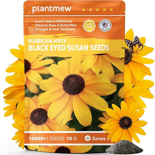 Black Eyed Susan Seeds for Planting | 30,000+ Heirloom Seeds, Non-GMO Flower Seeds for Garden, Borders & Containers | Sunflower Companion Wildflower Seeds to Attract Pollinators