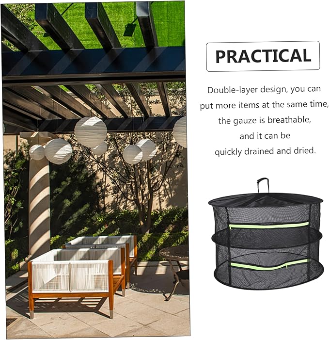 Herb Garden Drying Rack Drying Net Double-Layer Design Quick Drainage Easy Storage Compact