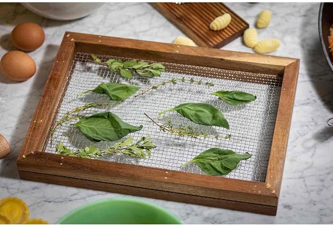 Tablecraft 11088 Herb Drying Rack, Natural, 13.75-inch Length, Acacia Wood
