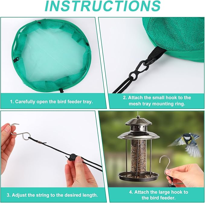 2pcs Bird Feeder Trays, 16in/41.5cm Diameter Outside Hanging Platform Bird Seed Mesh Tray with Lanyards Accessories Windproof Design for Outdoor Yard Backyard Garden & Lawn Use