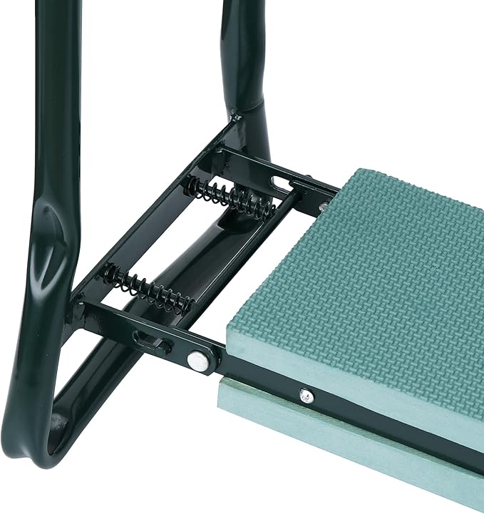HomGarden Folding Garden Kneeler Seat Bench Stool w/Soft Kneeling Pad and Large Tool Pouch Foldable Gardener Stool