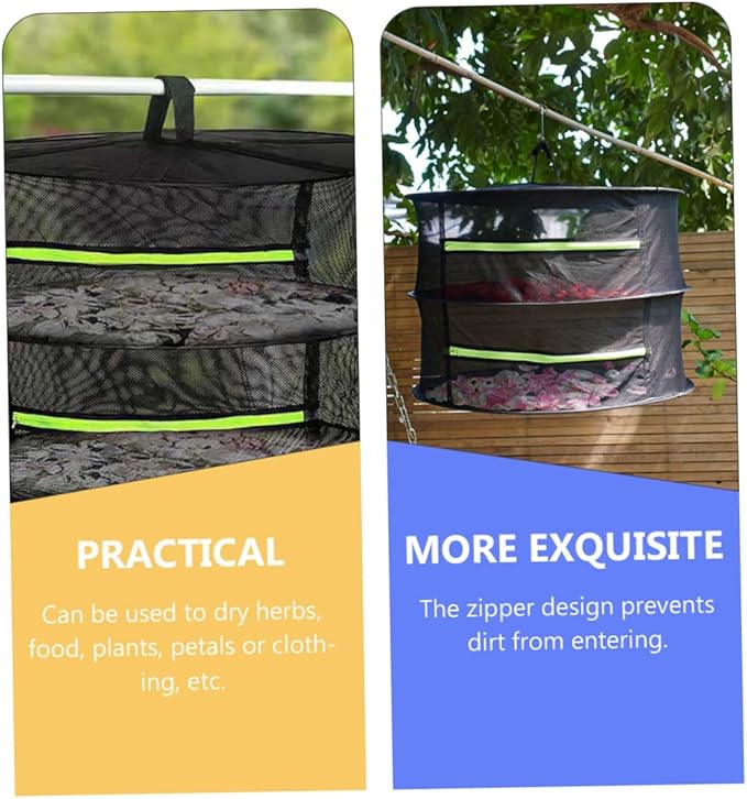 Happyyami Hanging Drying Rack Frame Mesh Foldable Clothes Drying Rack Herb Garden